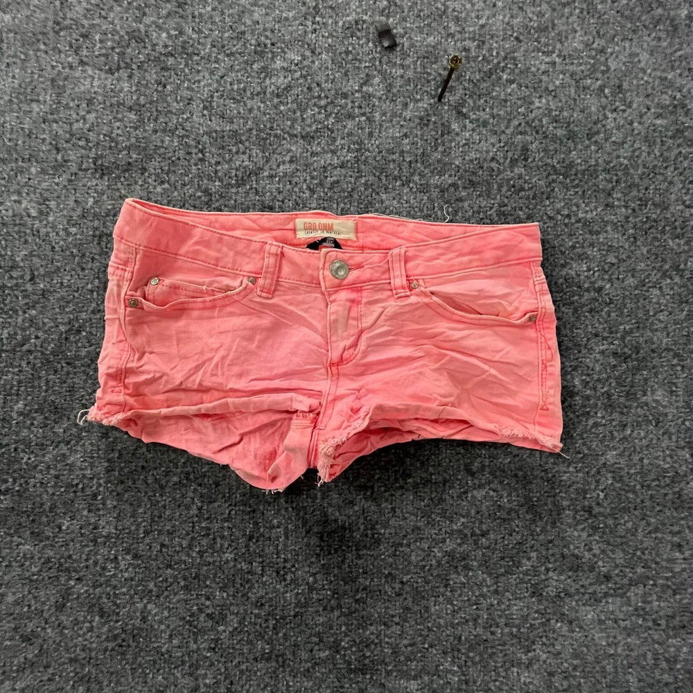 GRG DNM Shorts Womens Size 28 Neon Pink Denim Raw Hem Low Rise Casual Summer